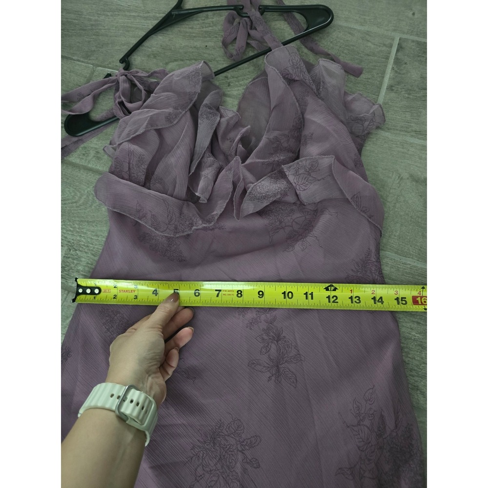 Rihoas Purple Floral Chiffon Ruffle Maxi Dress Tie Strap Fairycore Romantic S - Picture 12 of 12